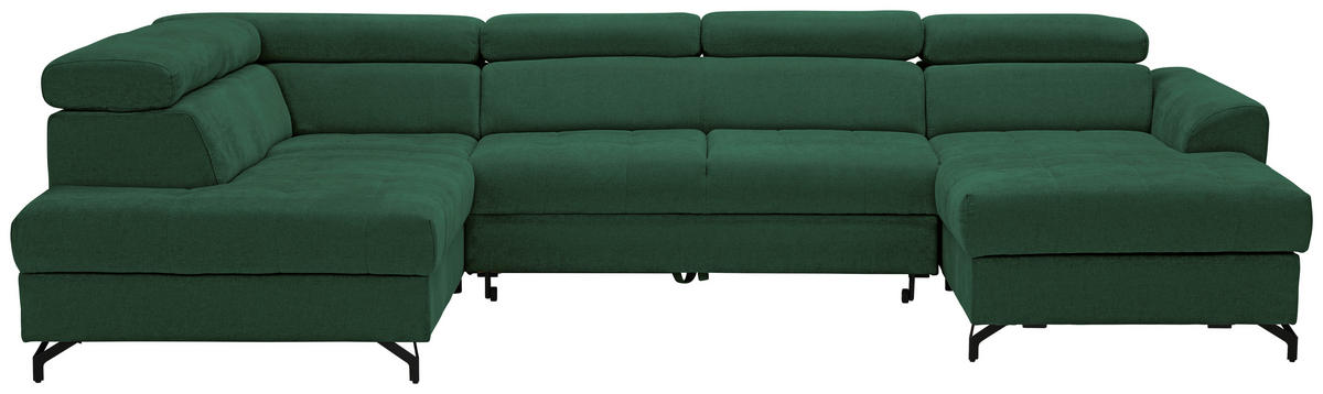 WOHNLANDSCHAFT Waldgrün Struktur  - Waldgrün/Schwarz, Design, Textil/Metall (203/327/177cm) - Stylife