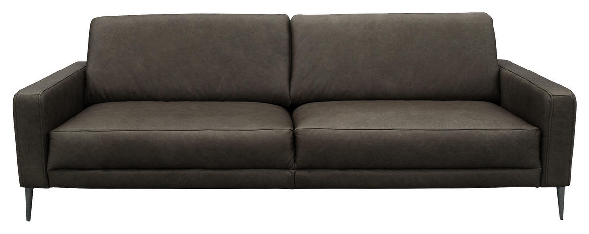 3,5-SITZER in Echtleder Fango  - Fango/Schwarzchrom, Design, Leder/Metall (207/85/92cm) - Livetastic