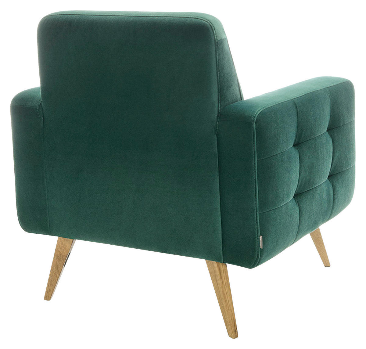 FERNSEHSESSEL  mit Rücken echt Velours Grün, Türkis  - Türkis/Eichefarben, Design, Holz/Textil (81/87/78cm) - Stylife