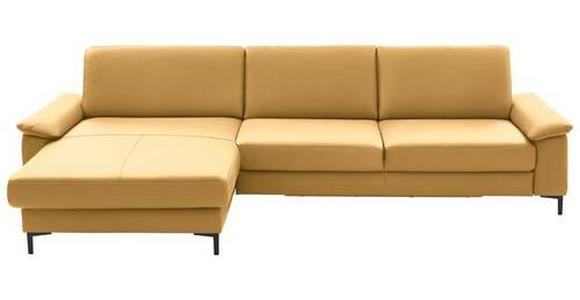 ECKSOFA in Echtleder Gelb 176/334 cm - Gelb/Schwarz, Design, Leder/Metall (176/334cm) - Dieter Knoll