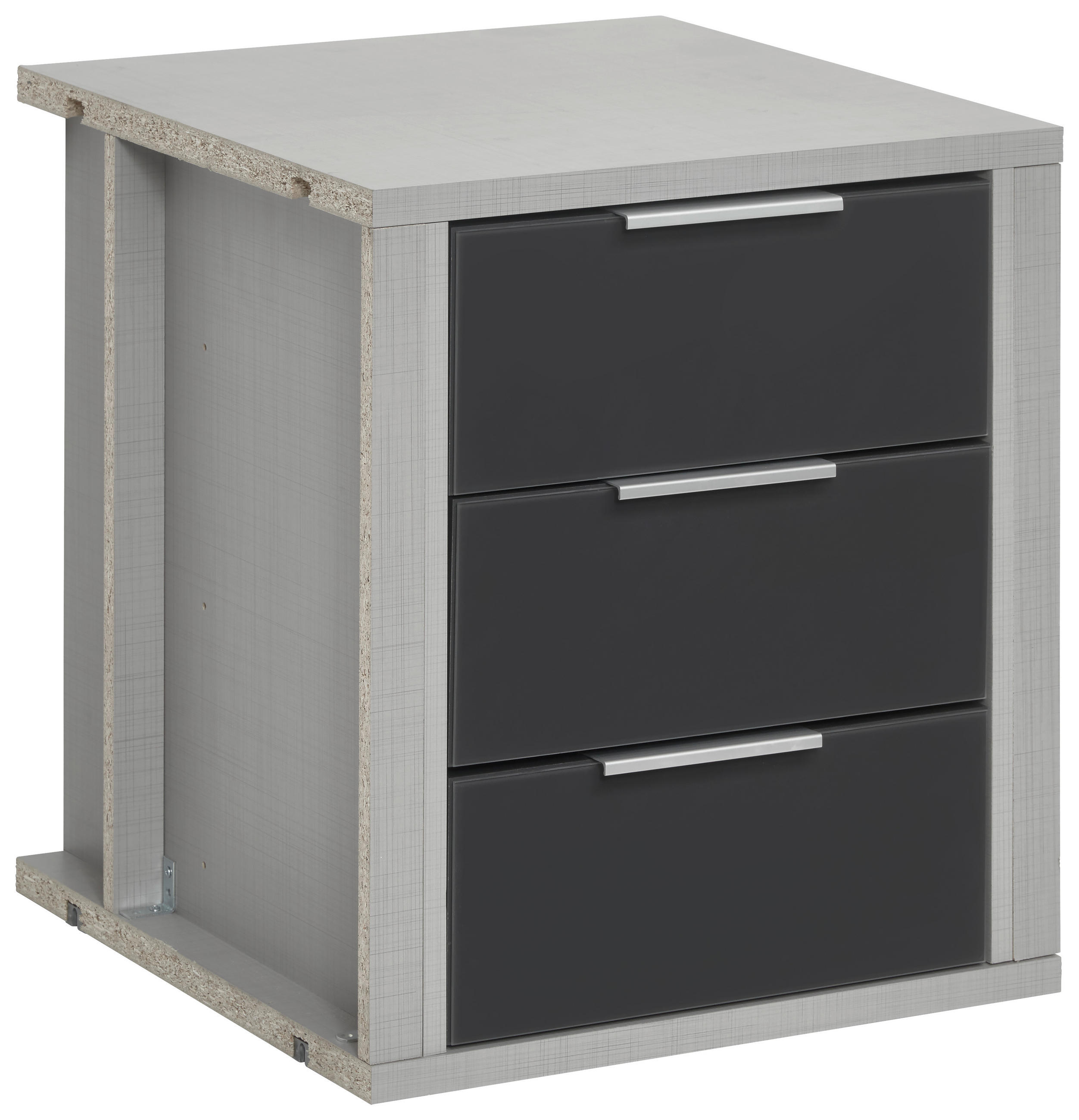 Schubkasteneinsatz B: 48 Cm, Grau, Mit 3 Laden