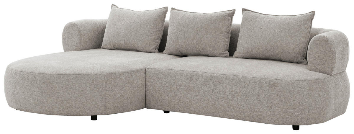 ECKSOFA in Chenille Hellgrau  - Hellgrau/Schwarz, Design, Kunststoff/Textil (156/256cm) - Livetastic