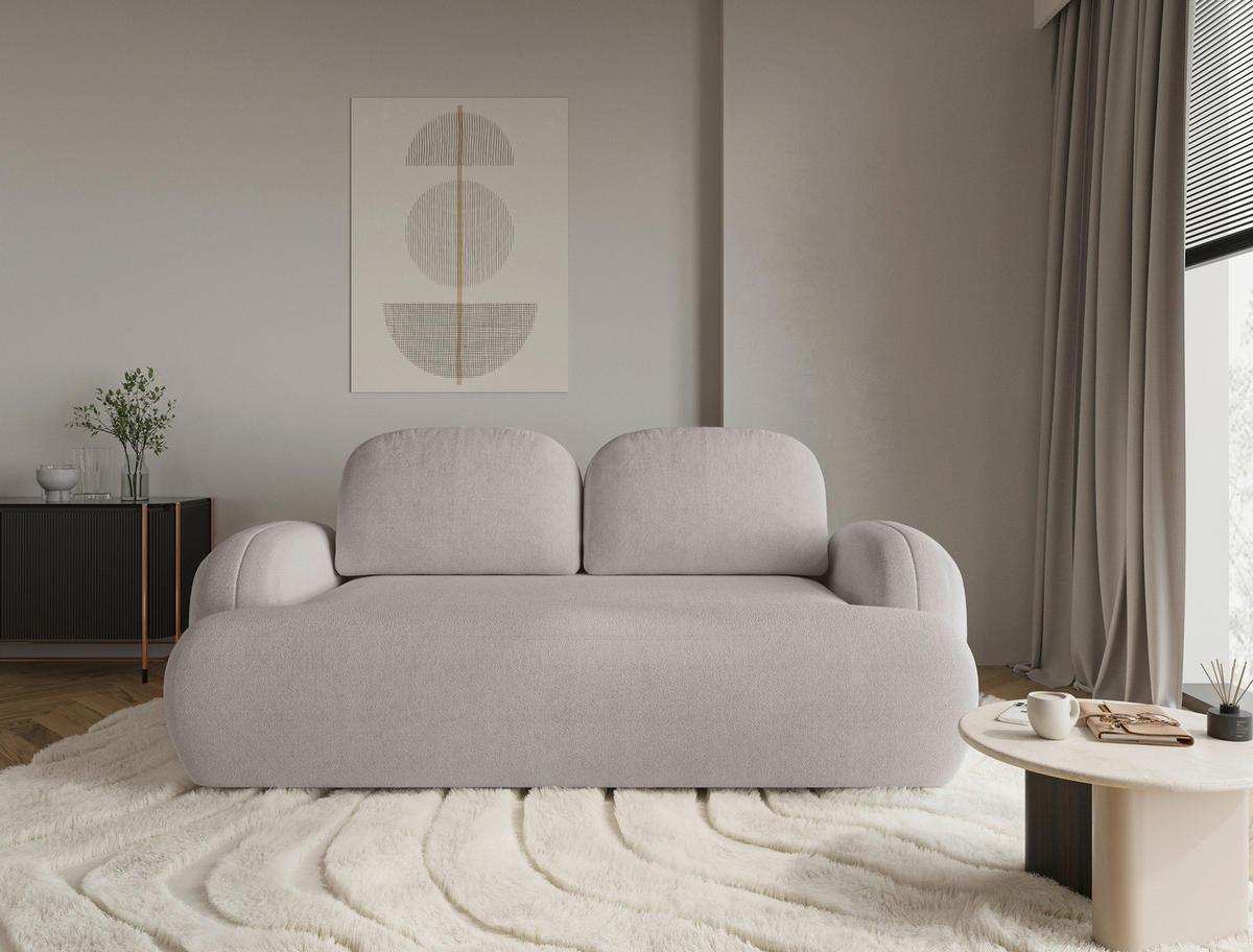 2-SITZER-SOFA Sevilla Plus Bouclé Beige  - Beige/Schwarz, Design, Kunststoff/Textil (210/92/110cm) - MID.YOU