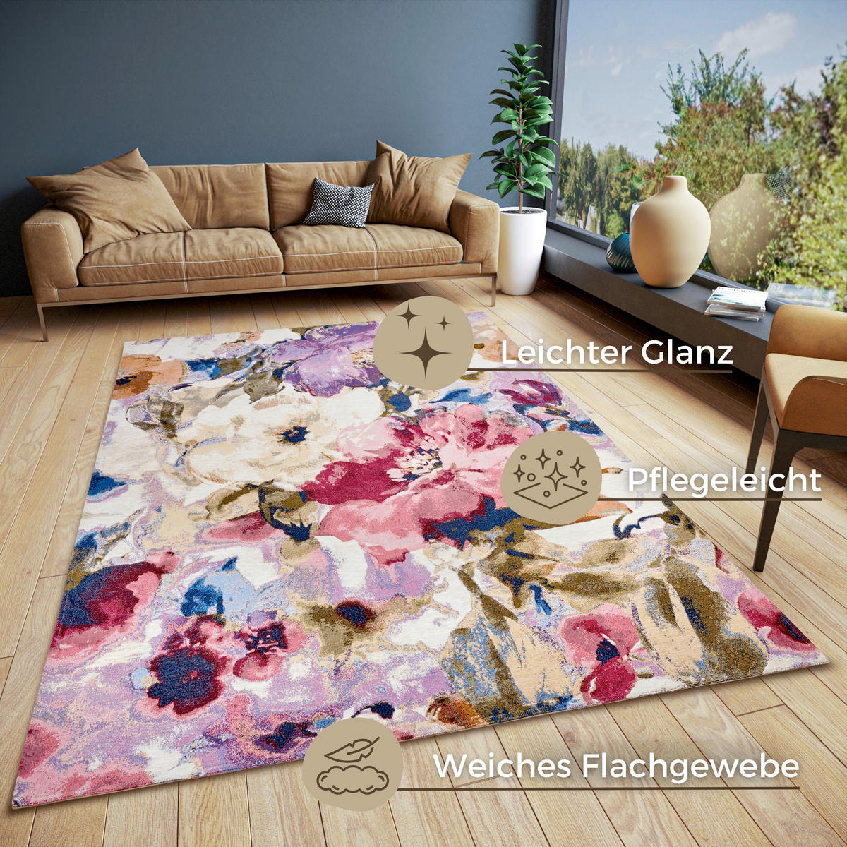 FLACHWEBETEPPICH 60/90 cm Gobelin Multicolor rechteckig  - Multicolor, Design, Kunststoff/Textil (60/90cm) - Hanse Home