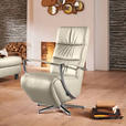 RELAXSESSEL in Leder Creme  - Chromfarben/Creme, Design, Leder/Metall (64/112/80cm) - Cantus