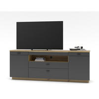 LOWBOARD 200/76/47 cm  - Graphitfarben/Schwarz, Design, Holzwerkstoff/Metall (200/76/47cm) - MID.YOU