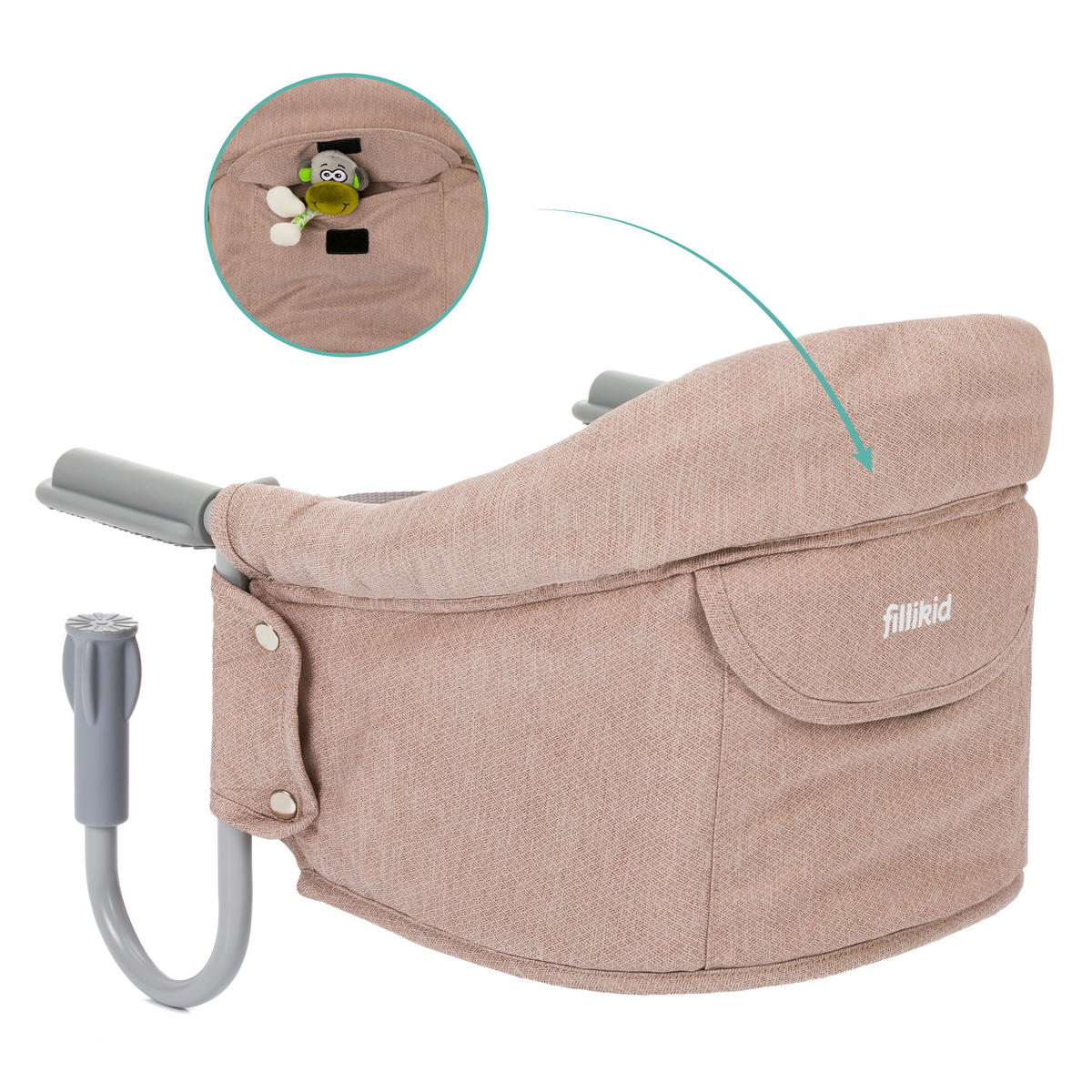 TISCHSITZ - Beige/Hellgrau, Basics, Textil/Metall (36/30/45cm) - Fillikid