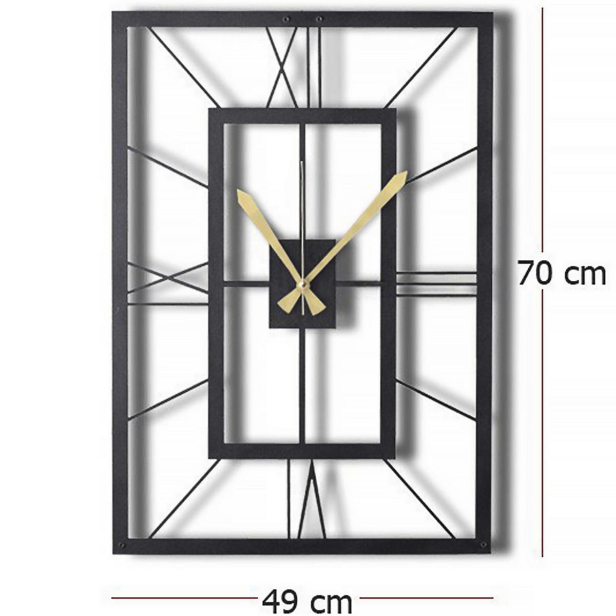 WANDUHR Schwarz 49/70/3 cm  - Schwarz, LIFESTYLE, Metall (49/70/3cm)