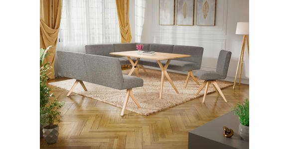 ECKBANK 172/238 cm Webstoff Grau Eiche vollmassiv   - Eichefarben/Grau, KONVENTIONELL, Holz/Textil (172/238cm) - Linea Natura