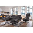 ECKSOFA in Echtleder Dunkelbraun  - Dunkelbraun/Alufarben, Design, Leder/Metall (242/271cm) - Cantus