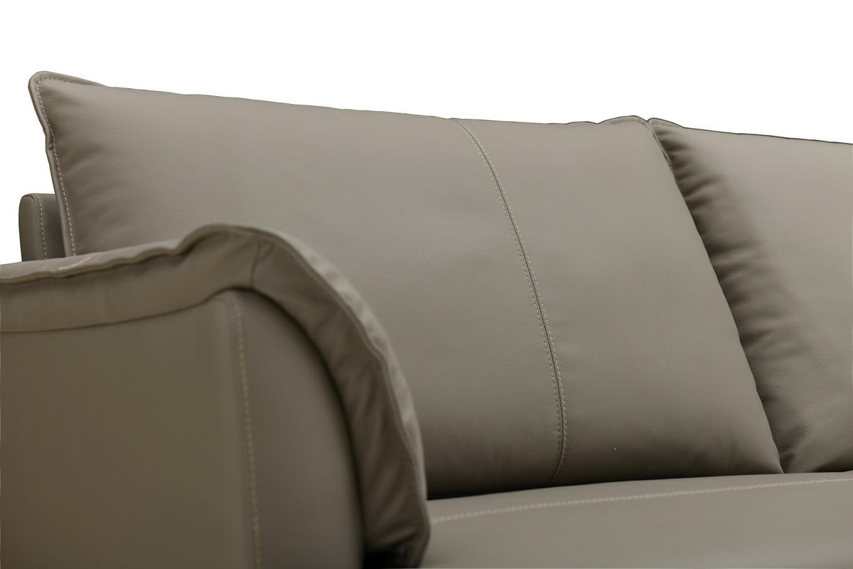 2-SITZER-SOFA Grau Echtleder  - Schwarz/Grau, Design, Leder/Metall (195/90/91cm) - MID.YOU