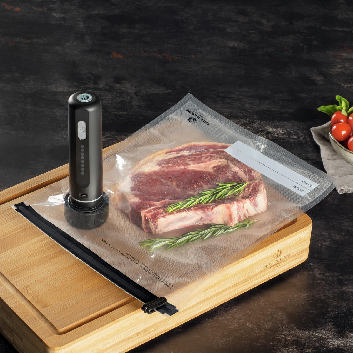 VAKUUM-LEBENSMITTELBEUTEL - Transparent/Schwarz, KONVENTIONELL, Kunststoff (1,25/4/8,5l) - CHEF CUISINE