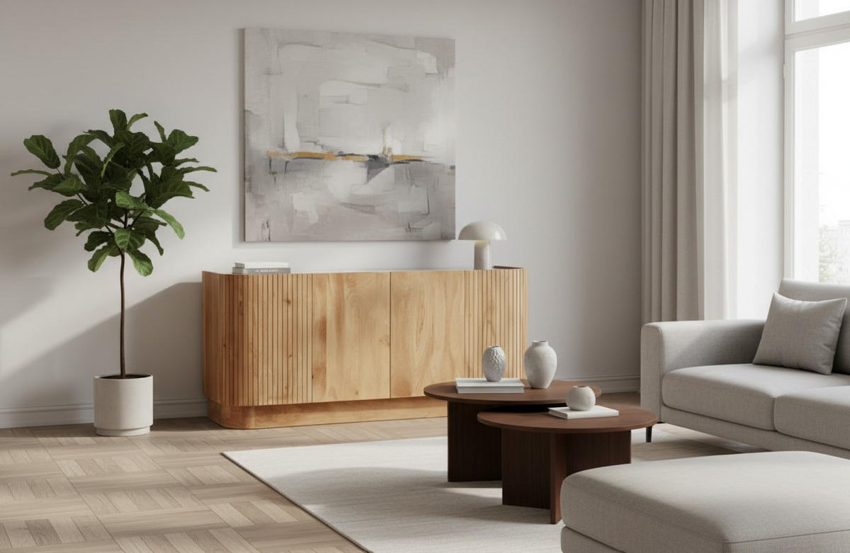 SIDEBOARD  in 170/75/45 cm  - Silberfarben/Naturfarben, Design, Holz/Stein (170/75/45cm) - Livetastic