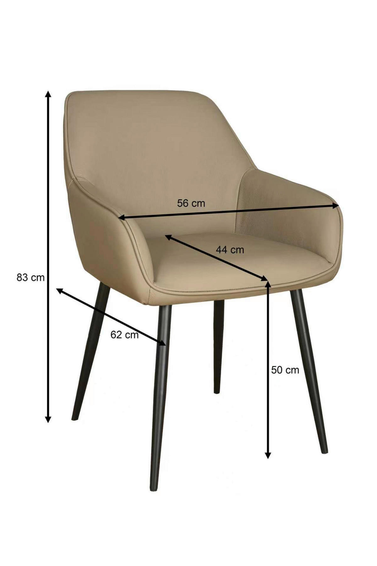 ARMLEHNSTUHL    Echtleder  Braun  - Schwarz/Braun, Design, Leder/Metall (56/82,5/61,5cm) - Stylife