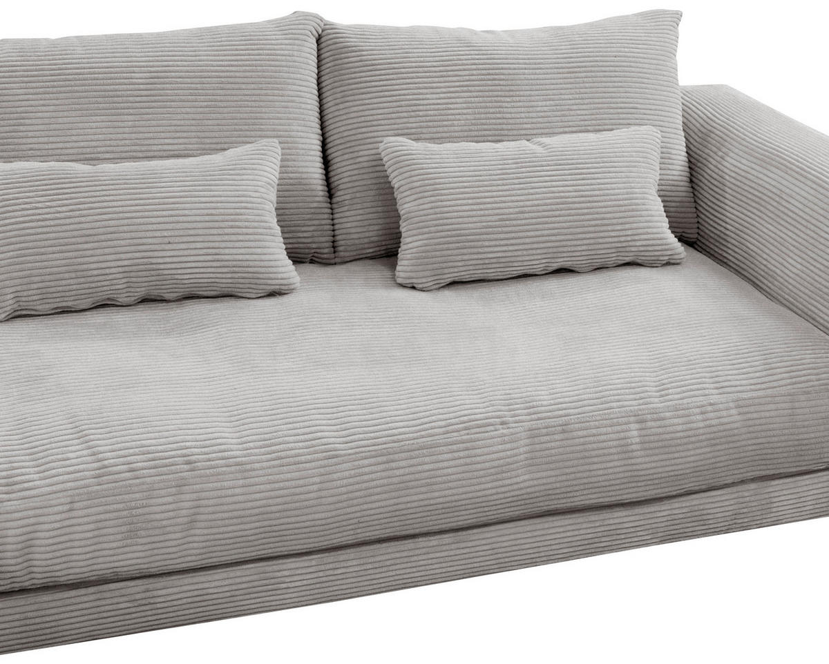 ECKSOFA in Cord Hellgrau  - Hellgrau/Schwarz, Design, Textil/Metall (172/313cm) - Livetastic