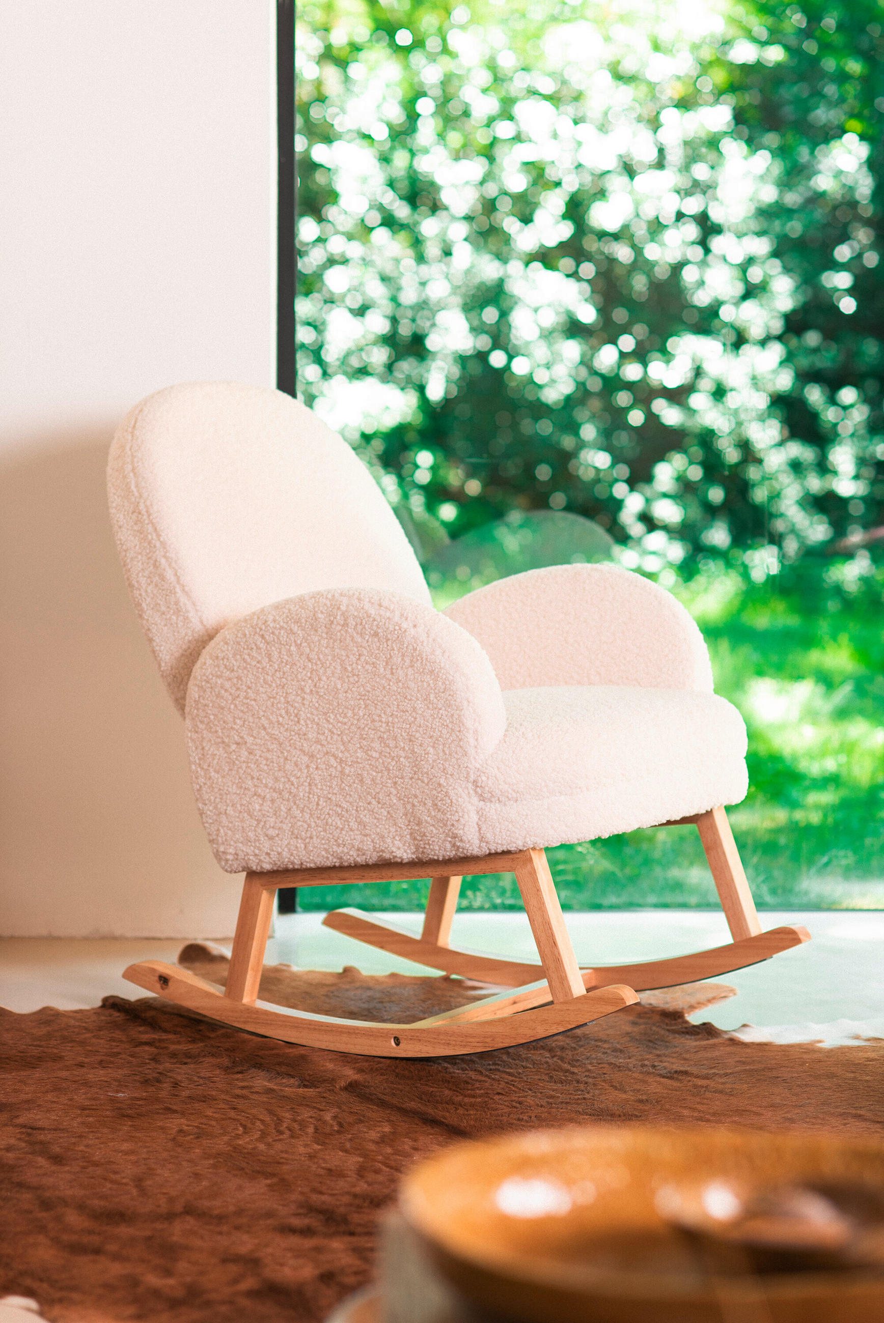 SCHAUKELSTUHL in Teddystoff Weiß - Weiß, Basics, Holz/Textil (71/86/97,5cm) - Childhome