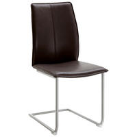 SCHWINGSTUHL  in Edelstahl Echtleder naturbelassen  - Edelstahlfarben/Dunkelbraun, Design, Leder/Metall (46/93/56cm) - Dieter Knoll