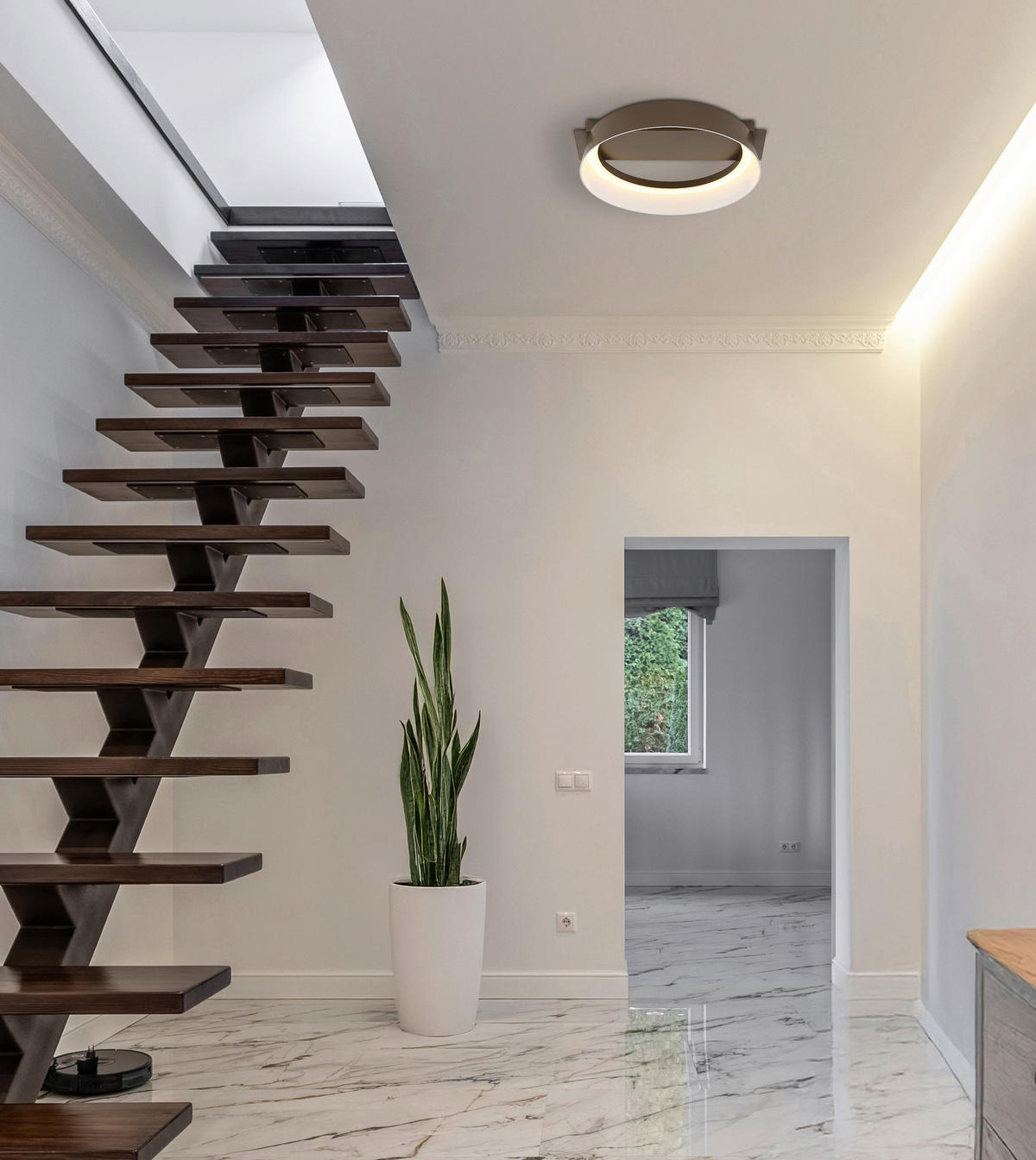 LED-DECKENLEUCHTE 26/25/7,5 cm   - Opal/Braun, Design, Kunststoff/Metall (26/25/7,5cm) - Globo