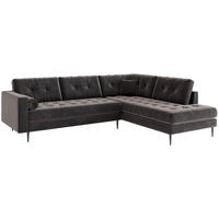 ECKSOFA Scott in Flachgewebe Anthrazit  205/259 cm  - Edelstahlfarben/Anthrazit, Design, Textil/Metall (205/259cm) - Livetastic