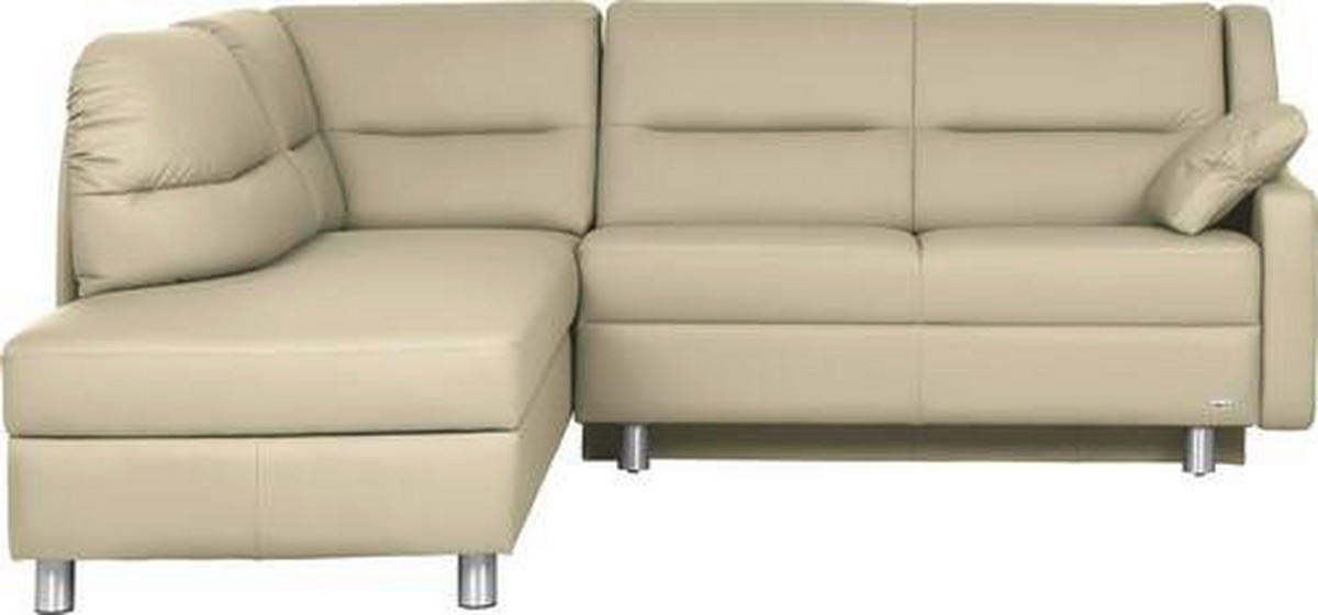 ECKSOFA in Echtleder Creme  208/226 cm  - Creme/Alufarben, KONVENTIONELL, Leder/Metall (208/226cm) - Sedda