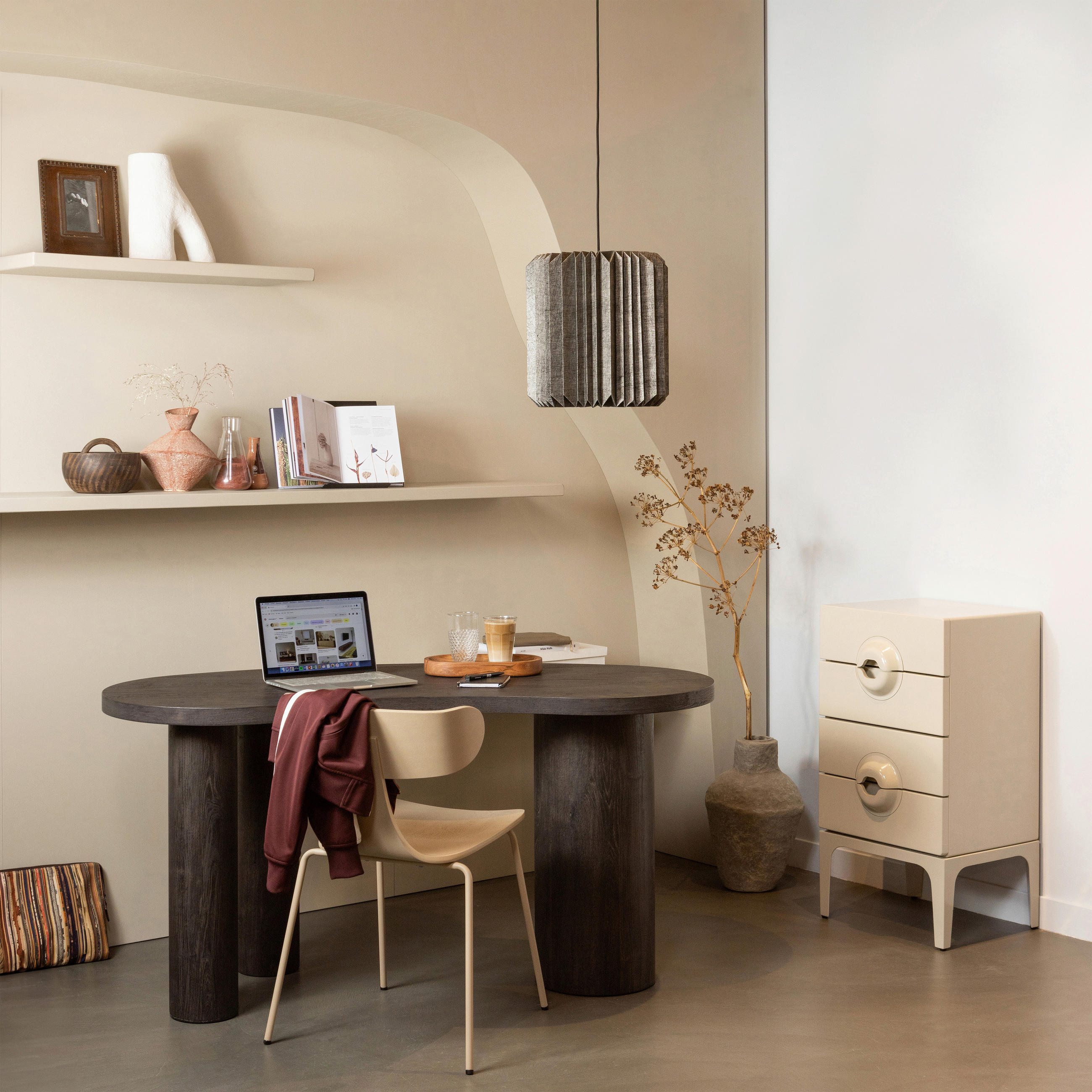 KOMMODE Merge in 44/89/45 cm - Greige, Design, Holz (44/89/45cm) - Livetastic