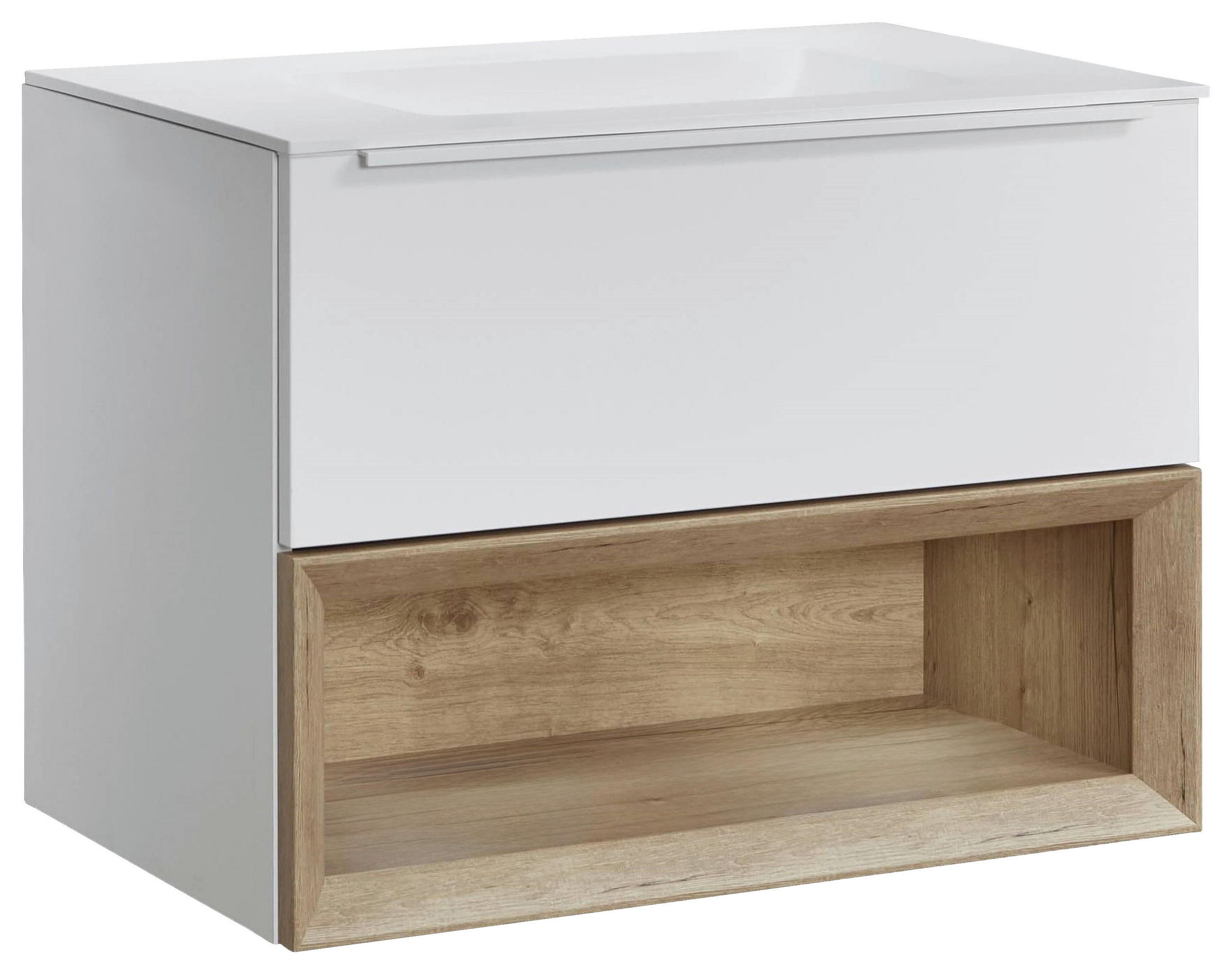 WASCHTISCHKOMBI 80 cm  - Eichefarben/Weiß, MODERN, Holzwerkstoff/Stein (80cm) - Celina Home