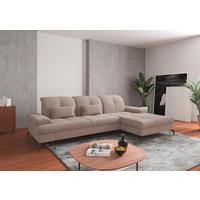 ECKSOFA in Flachgewebe Greige  - Greige/Schwarz, Konventionell, Textil/Metall (279/185cm) - Sit & More