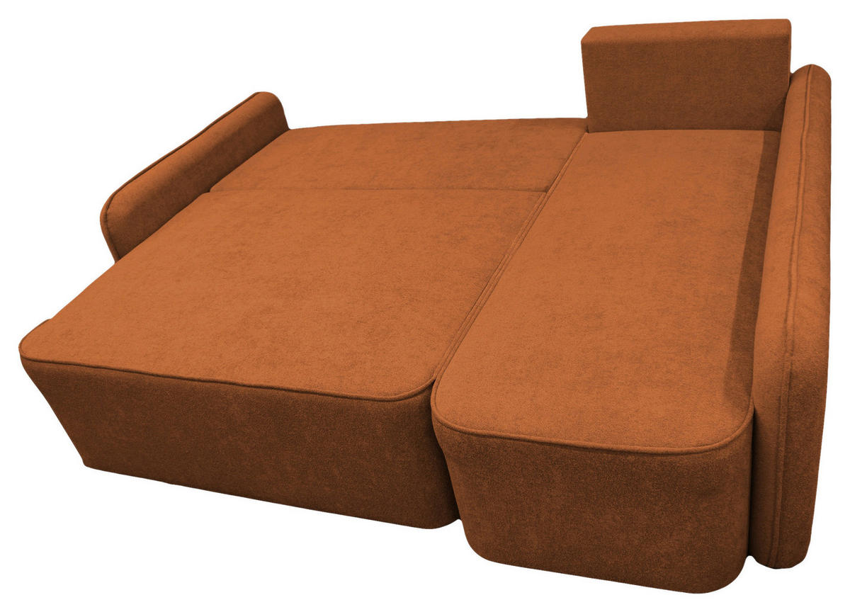 ECKSOFA in Struktur, Bouclé Rostfarben  - Rostfarben/Schwarz, Design, Kunststoff/Textil (209/143cm) - MID.YOU