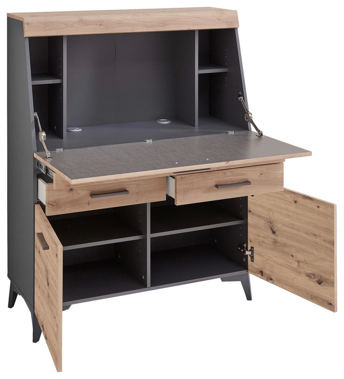 SEKRETÄR  Kabeldurchlass, Stauraum  - Schwarz/Graphitfarben, LIFESTYLE, Holzwerkstoff/Kunststoff (98/124/42cm) - Carryhome
