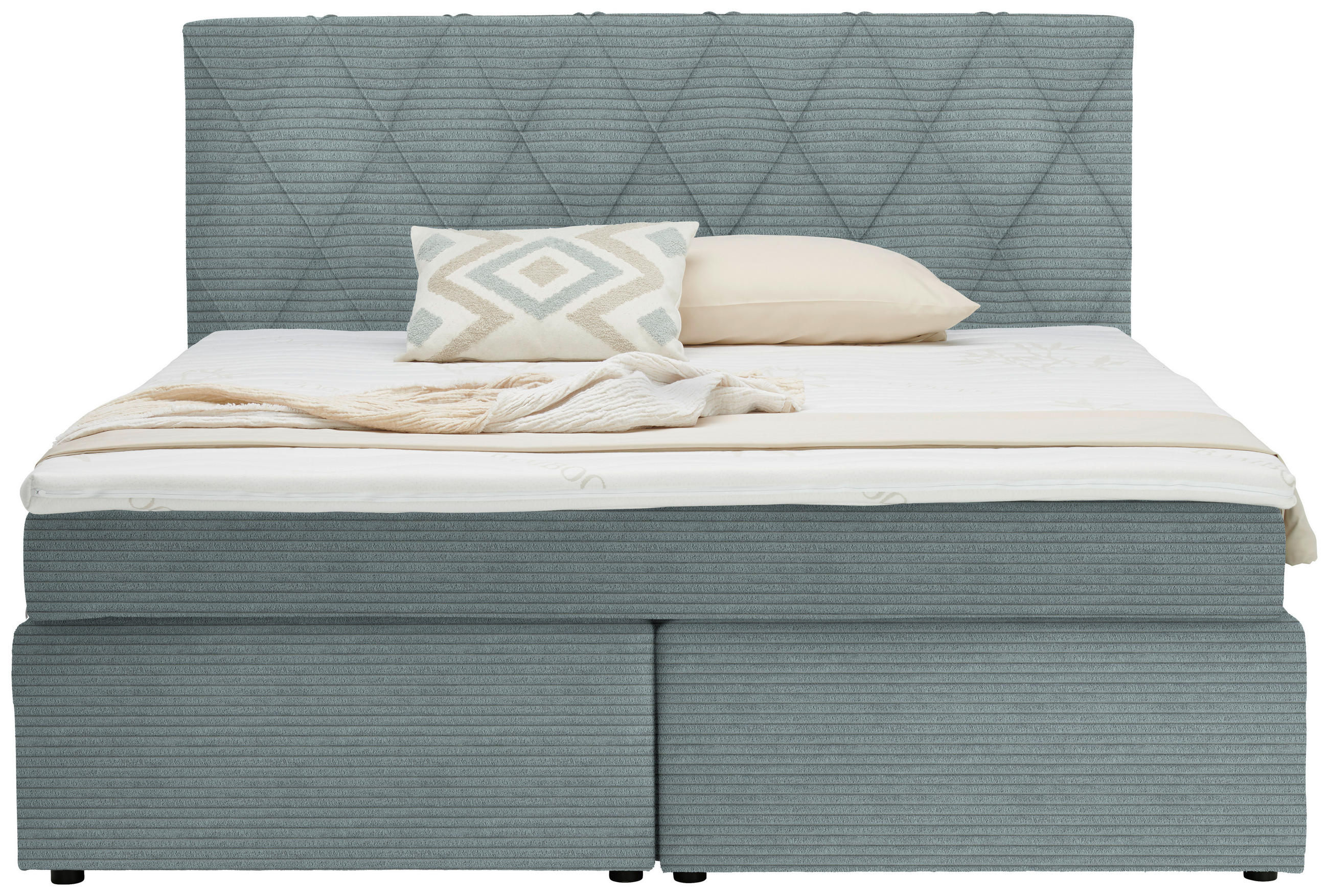 BOXSPRINGBETT 180/200 cm  in Hellgrau  - Hellgrau/Schwarz, Design, Kunststoff/Textil (180/200cm) - Xora