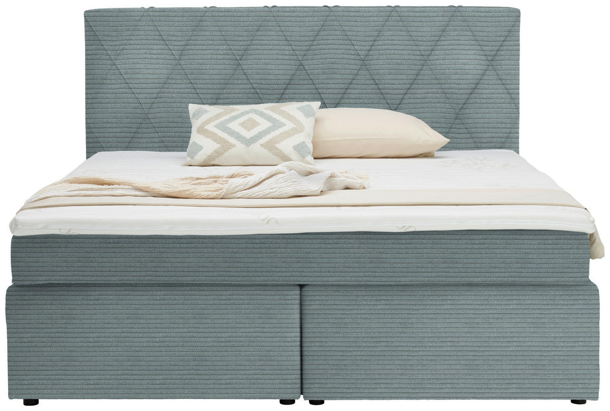 BOXSPRINGBETT 160/200 cm  in Hellgrau  - Hellgrau/Schwarz, Design, Holzwerkstoff/Kunststoff (160/200cm) - Xora