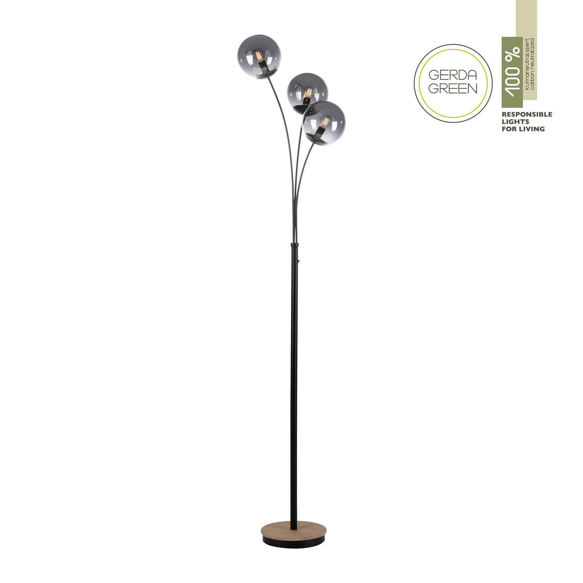 STEHLEUCHTE 35/30/185 cm    - Schwarz, Natur, Glas/Holz (35/30/185cm)