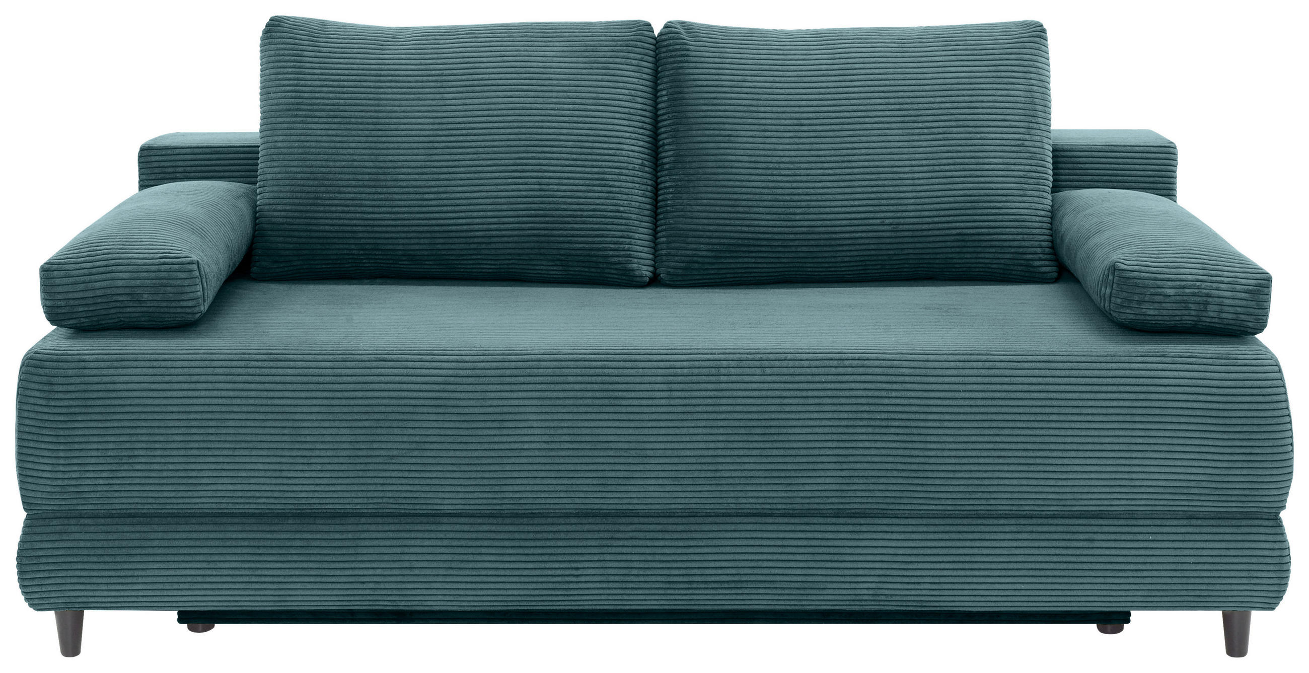 SCHLAFSOFA  mit Liegefunktion, Schlafen auf Sitzhöhe, Rücken echt Cord Petrol  - Petrol/Schwarz, KONVENTIONELL, Holz/Textil (196/96/103cm) - Carryhome