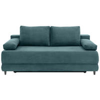 SCHLAFSOFA  mit Liegefunktion, Schlafen auf Sitzhöhe, Rücken echt Cord Petrol  - Petrol/Schwarz, KONVENTIONELL, Holz/Textil (196/96/103cm) - Carryhome