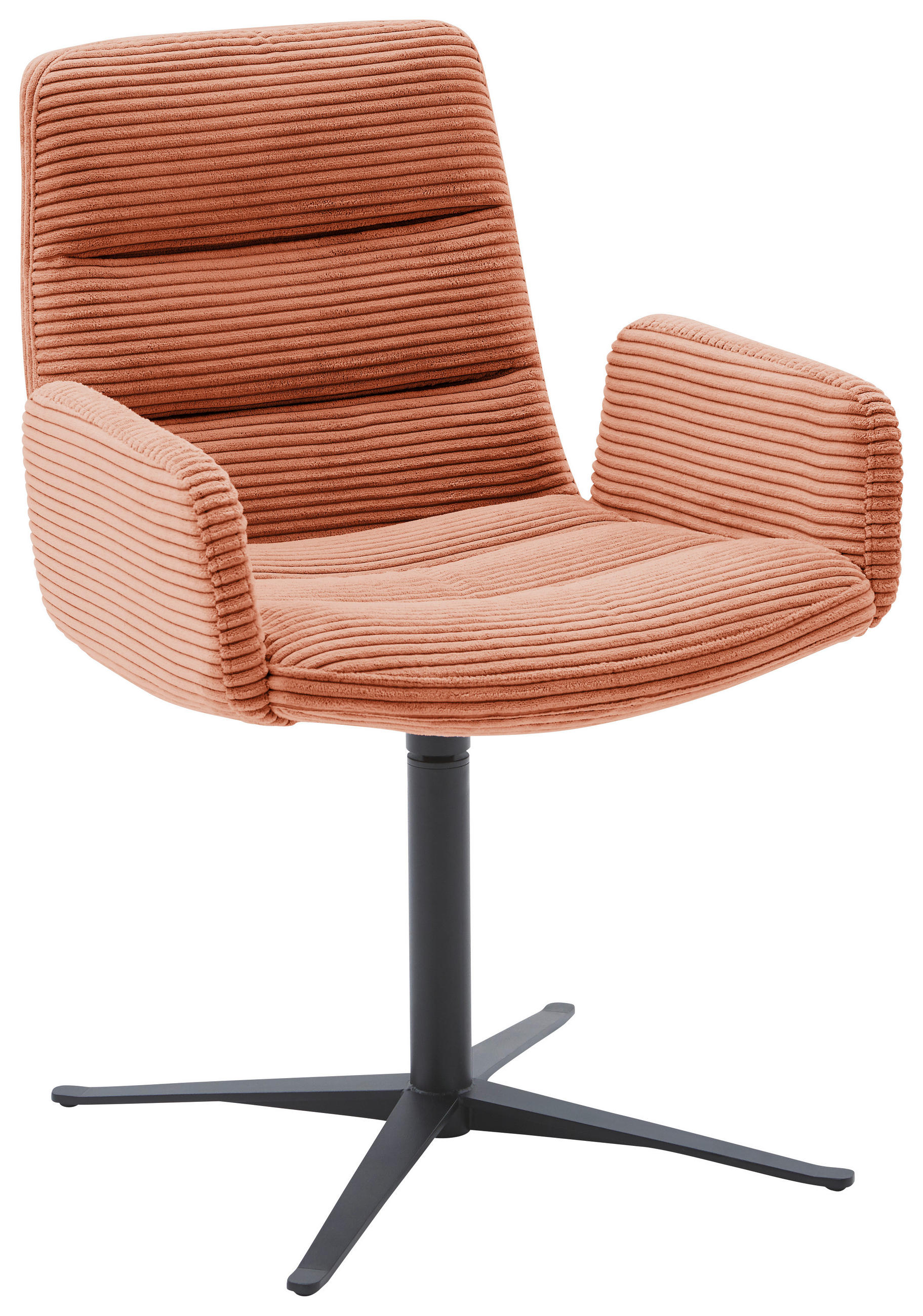 ARMLEHNSTUHL  in Cord  - Aprikose/Schwarz, Design, Textil/Metall (61/88/66cm) - Dieter Knoll