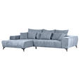 ECKSOFA  in Flachgewebe Blau  205/300 cm  - Blau/Schwarz, KONVENTIONELL, Textil/Metall (205/300cm) - Carryhome