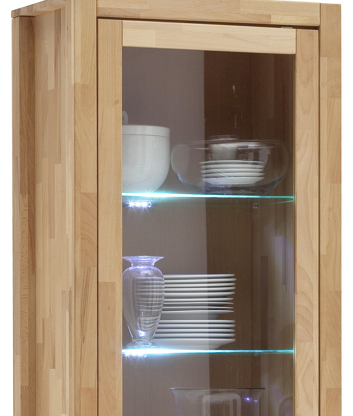 VITRINE in massiv Kernbuche Buchefarben  - Buchefarben/Alufarben, Design, Glas/Holz (66/203/40cm) - MID.YOU