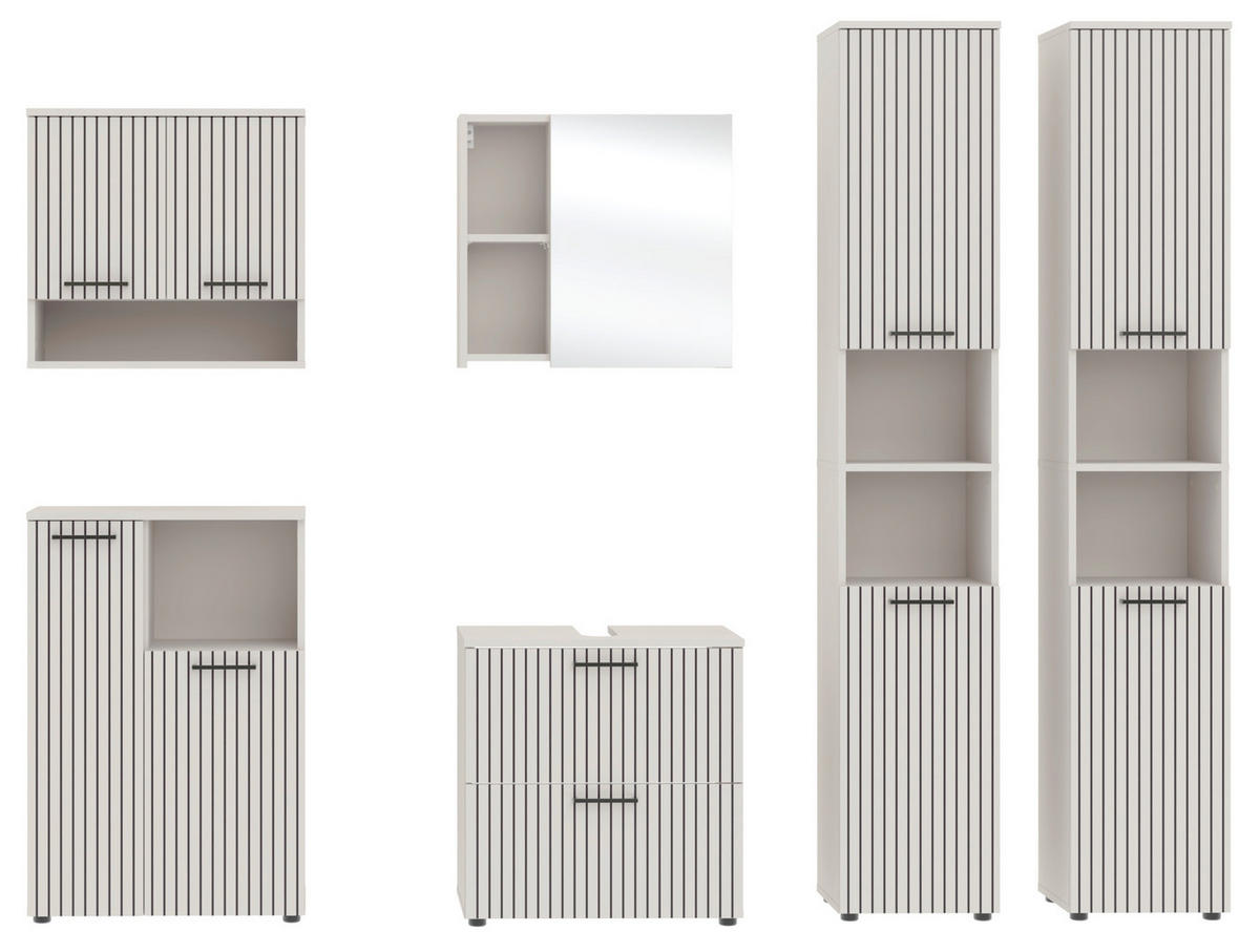 Baie 6 piese, 235 cm - cașmir/negru, Trend, sticlă/metal (235cm) - Respekta