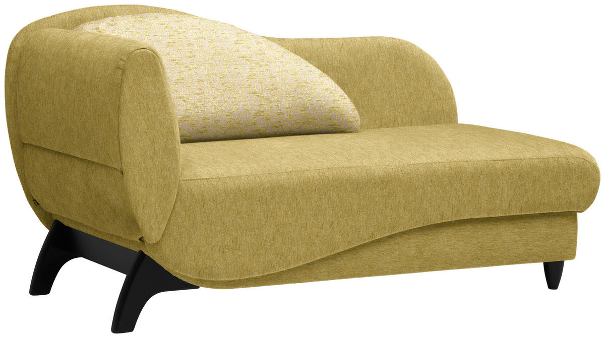 RÉCAMIERE in Webstoff Hellgrün  - Schwarz/Hellgrün, Modern, Holz/Textil (171-190/87/84cm) - Joka