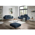 3-SITZER-SOFA in Struktur Blau  - Blau/Schwarz, Design, Holz/Textil (196/85-104/95cm) - Novel