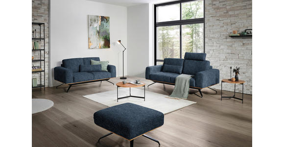 3-SITZER-SOFA in Struktur Blau - Blau/Schwarz, Design, Holz/Textil (196/85-104/95cm) - Novel