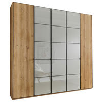 DREHTÜRENSCHRANK 250/236/58 cm,  in Champagner, Eiche Bianco, 5 Tür(en)  - Schieferfarben/Eiche Bianco, Design, Glas/Holzwerkstoff (250/236/58cm) - Novel
