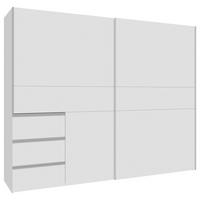 DULAP CU UșI CULISANTE in alb  - alb/culoare aluminiu, Konventionell, metal/material pe bază de lemn (250/200/61cm) - Carryhome