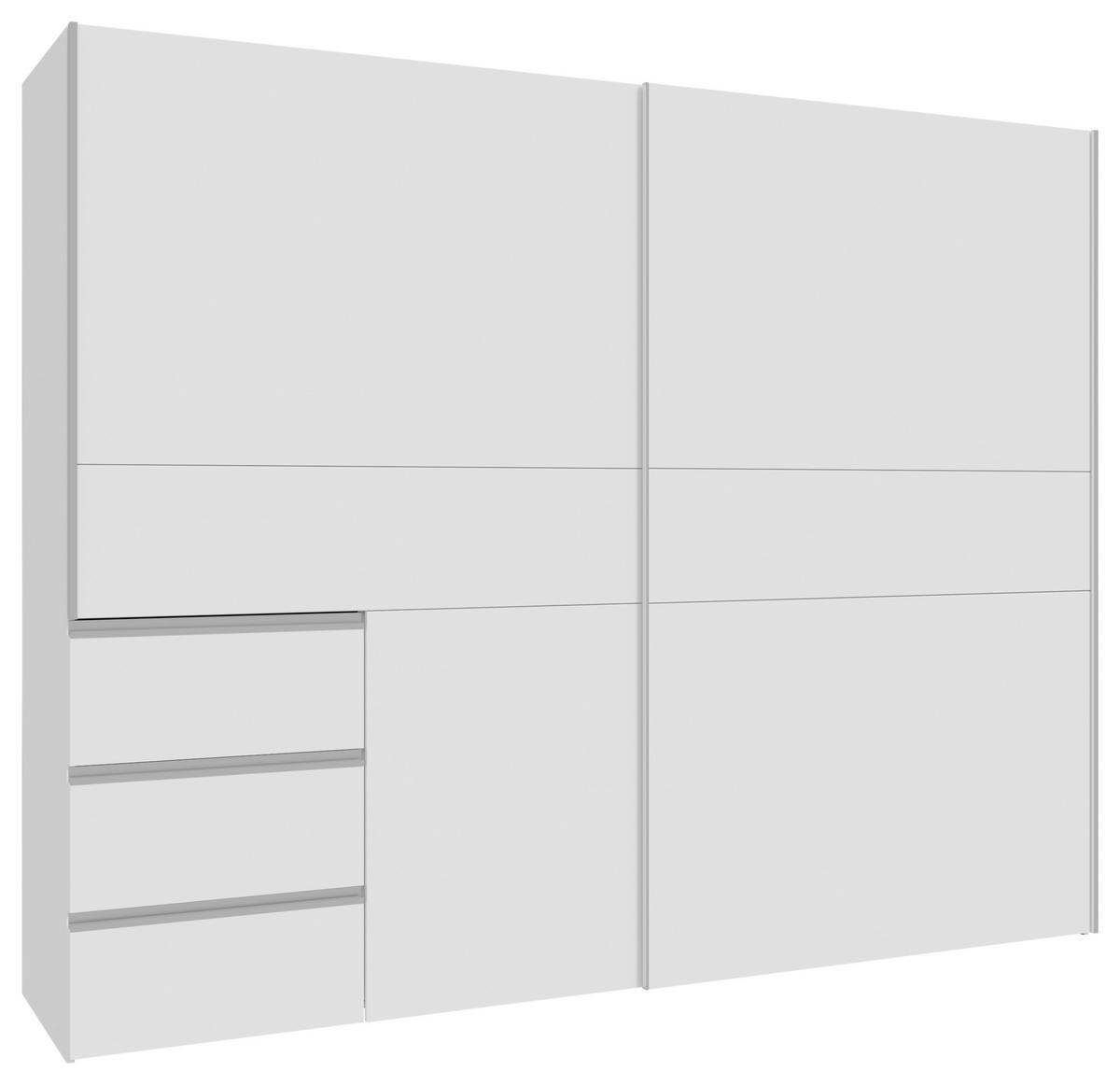 DULAP CU UșI CULISANTE in alb  - alb/culoare aluminiu, Konventionell, metal/material pe bază de lemn (250/200/61cm) - Carryhome