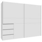 SCHWEBETÜRENSCHRANK 250/200/61 cm 2-türig Weiß  - Alufarben/Weiß, KONVENTIONELL, Holzwerkstoff/Metall (250/200/61cm) - Carryhome