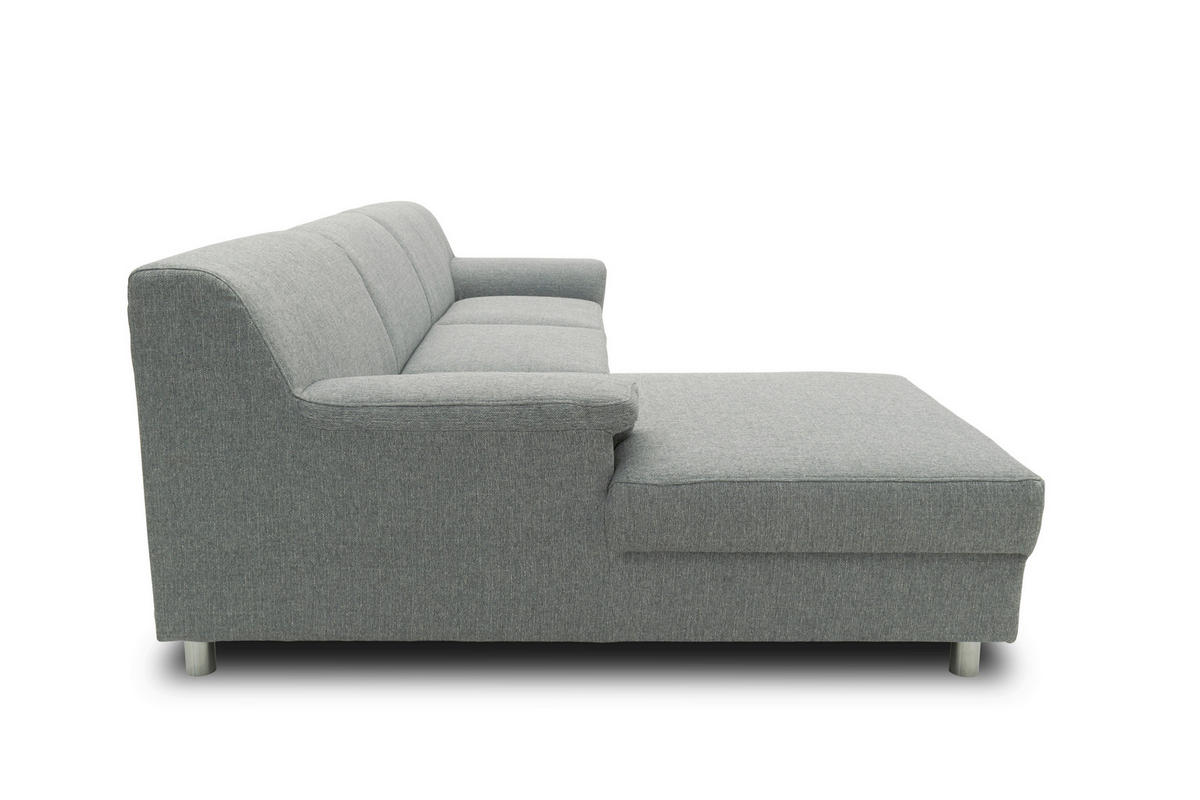 ECKSOFA Silberfarben Webstoff  - Chromfarben/Silberfarben, KONVENTIONELL, Textil/Metall (150/251cm) - MID.YOU
