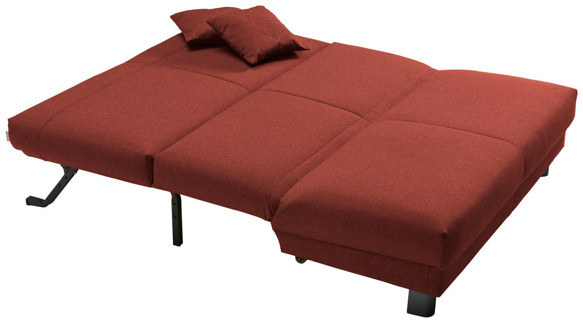 SCHLAFSOFA mit Relaxfunktion  mit Typenauswahl, Fußauswahl, Stoffauswahl, Liegefunktion Flachgewebe Rot  - Rot/Schwarz, Design, Textil/Metall (160/85/100cm) - Carryhome