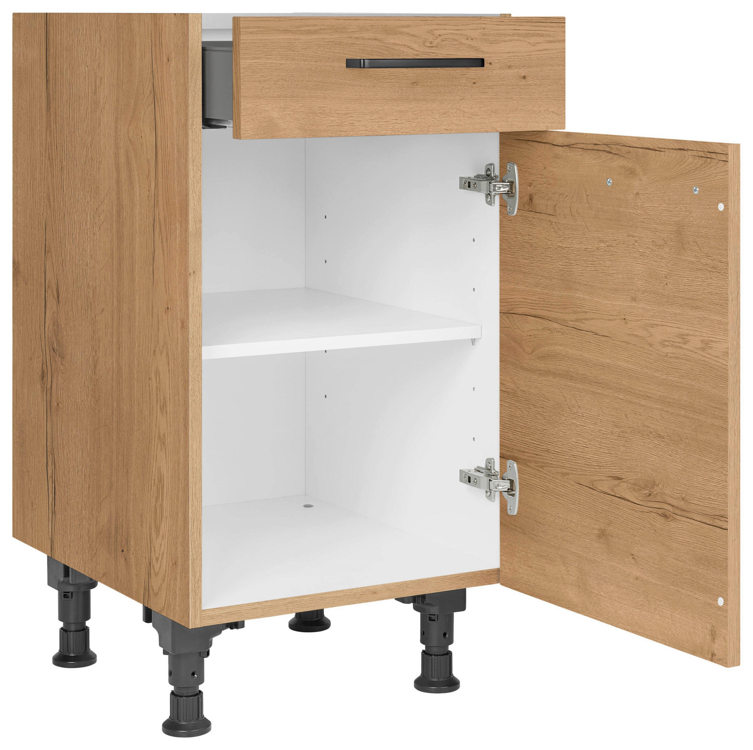 SCHUBKASTENUNTERSCHRANK 45/87/56 cm  in Eichefarben  - Eichefarben/Schwarz, MODERN, Holzwerkstoff/Metall (45/87/56cm) - Nobilia