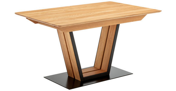 ESSTISCH Wildeiche massiv rechteckig Schwarz, Wildeiche  - Wildeiche/Schwarz, Design, Holz/Metall (140/90/76cm) - Venda