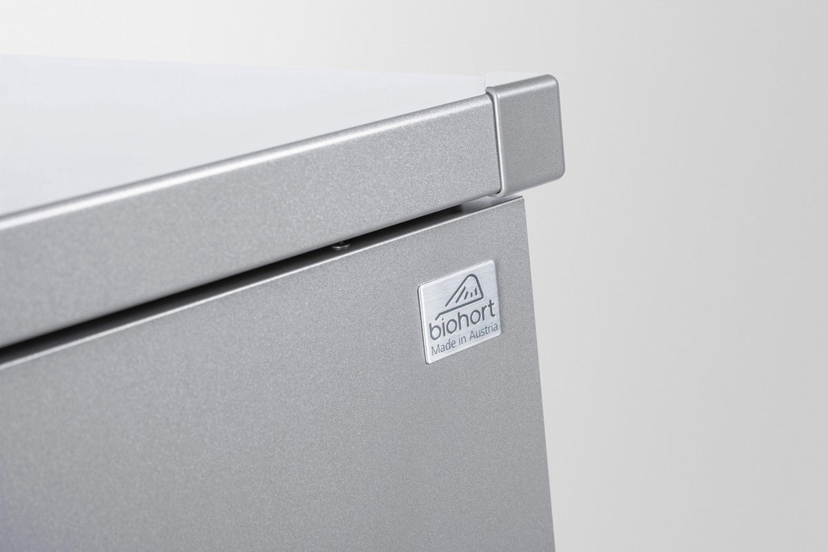 MÜLLTONNENBOX 80/129/88 cm  - Silberfarben, Basics, Metall (80/129/88cm) - Biohort